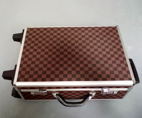 PU Surface Rolling Aluminium Trolley Case with EVA Foam Strong Handle Code Lock
