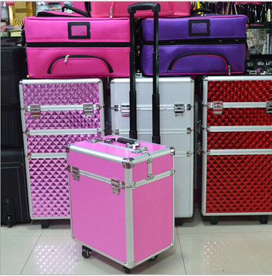 4 Wheels Carring Makeup Trolley Case with Logo Silk Screen / Emboss / Laser